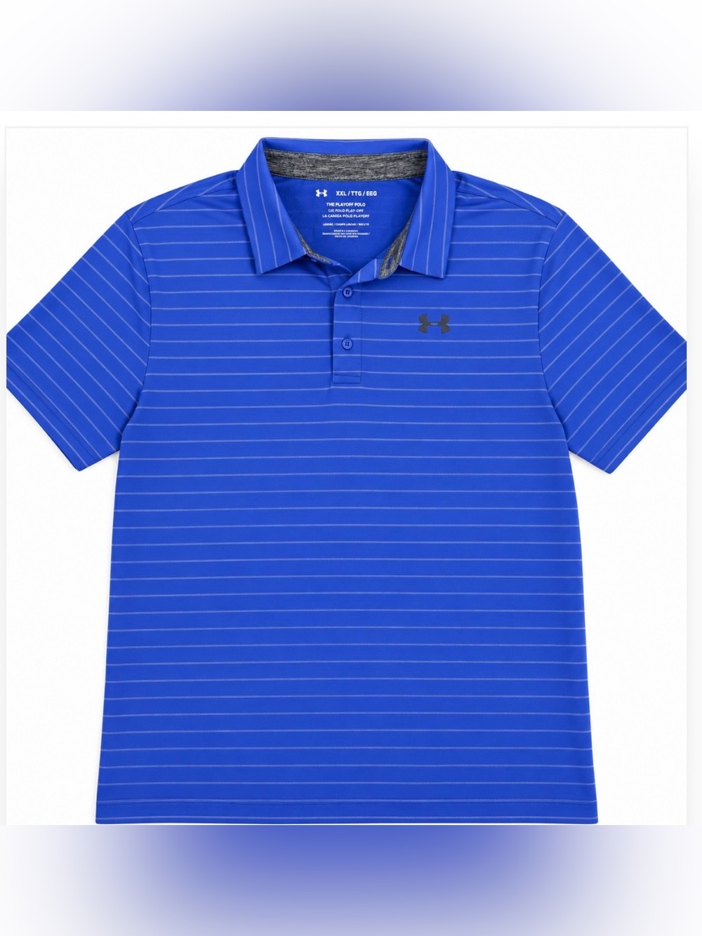 Under Armour Men’s Blue Thin-Stripe Polo